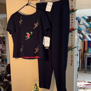 NWT POSITIVE ATTITUDE NORDSTROM Beautiful navy blue with embroidered and